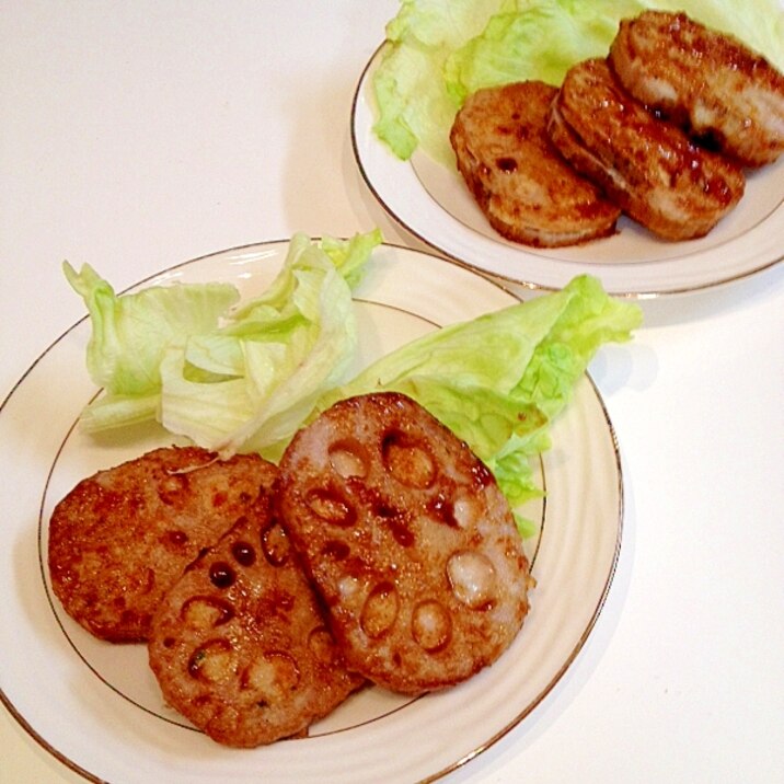 レンコンの肉詰め生姜焼き